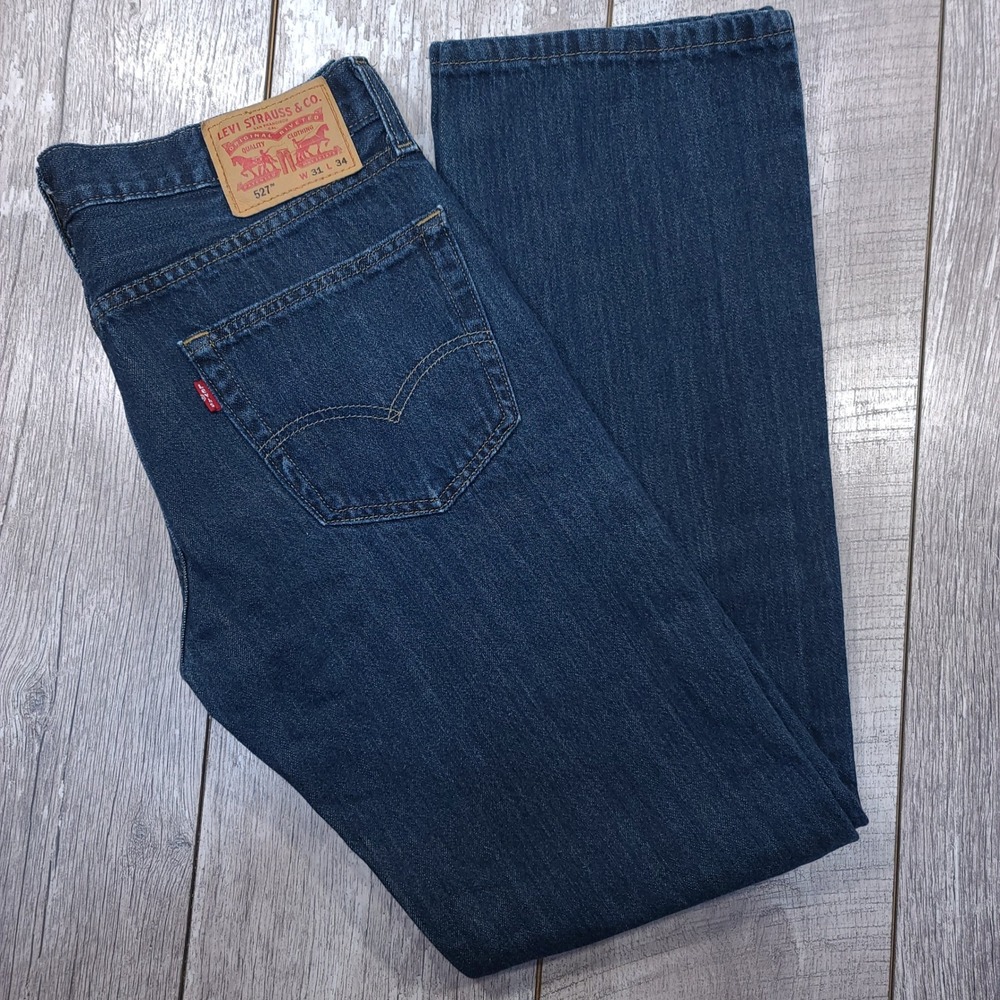 Levi's 527 Slim Bootcut Jeans Mens 31x34 Dark Wash Denim Low Rise Casual